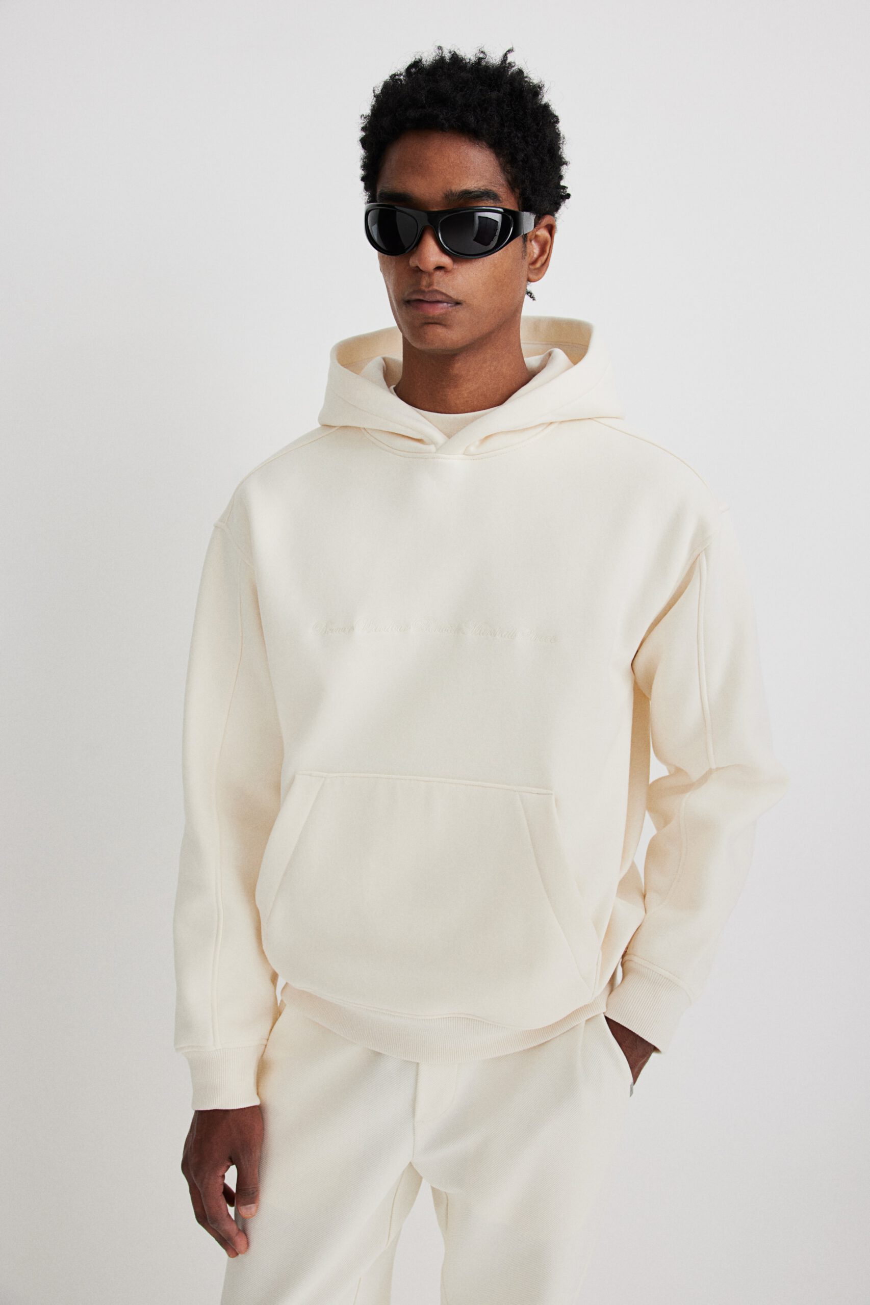 loose fit print hoodie