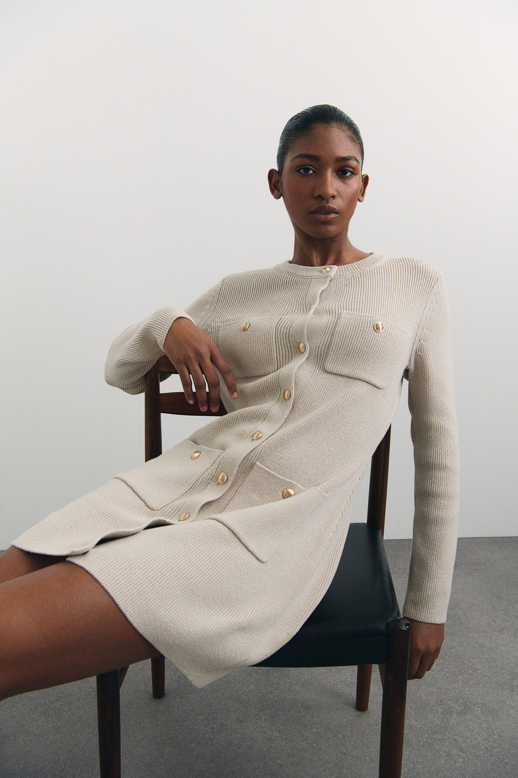 pocket front knit dress