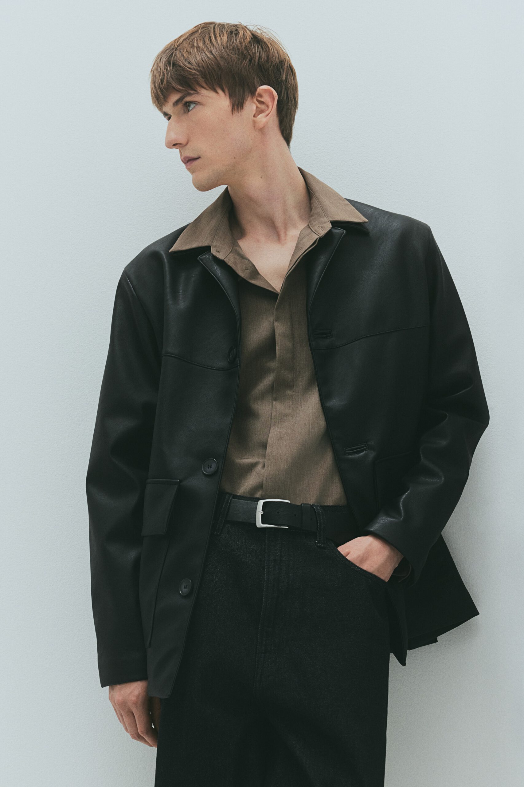 regular fit coated shirt jacket
