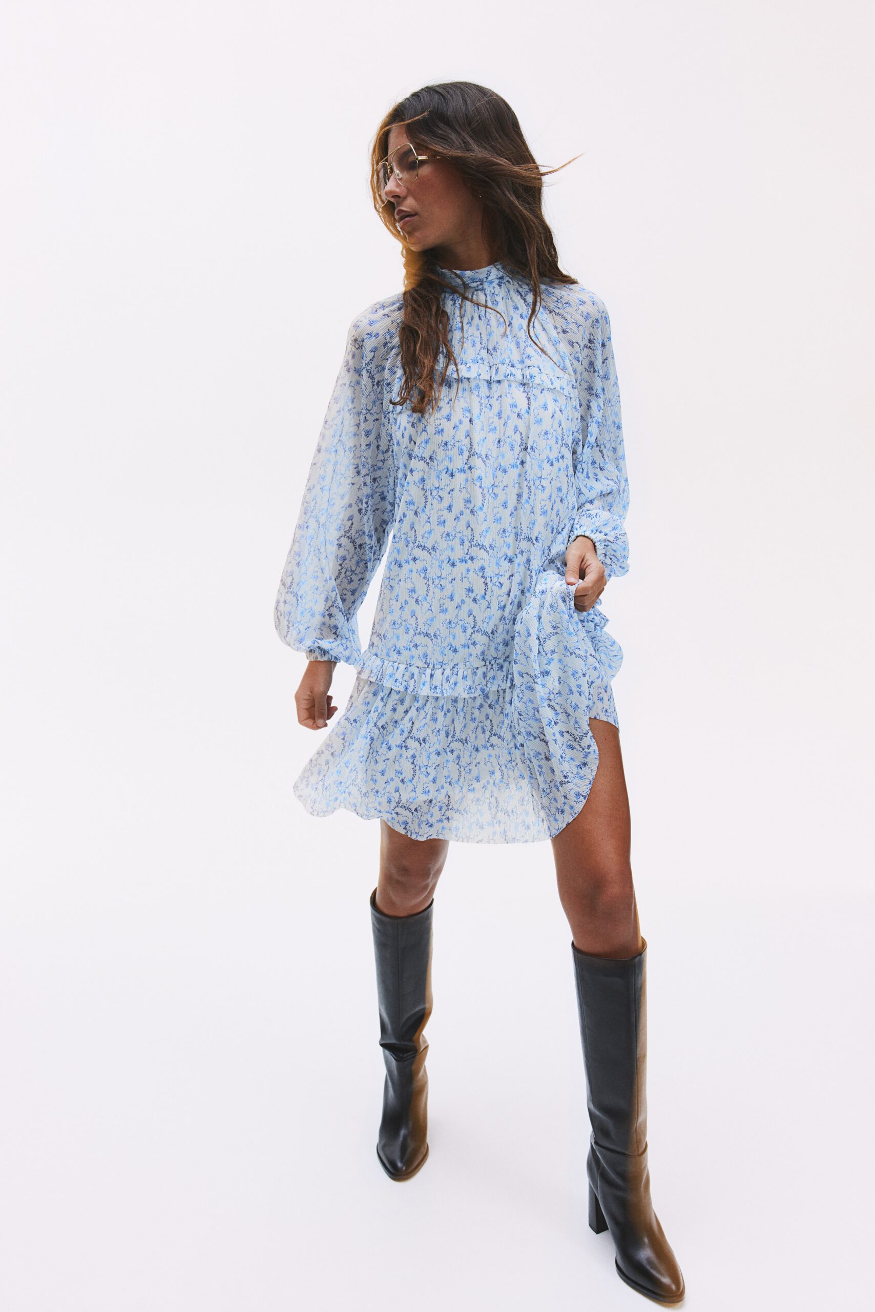 plissé jersey dress